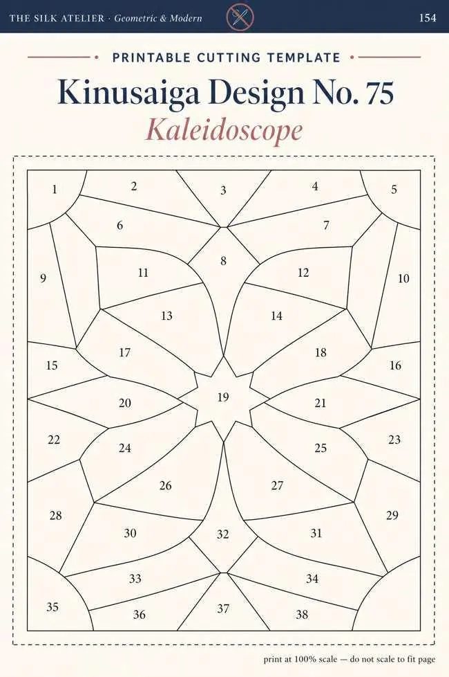 Kinusaiga design — numbered template